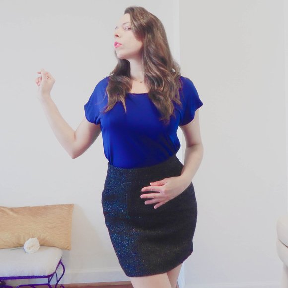 Ann Taylor Black A Line Skirt Size 2 shimmering eyelash fabric - Picture 3 of 8